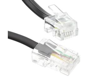 kenable RJ11 Male to RJ45 Male Flat Cable for ADSL Modem Router Broadband Connection 1m Black