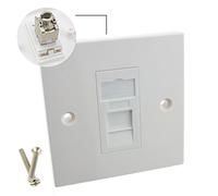 kenable RJ45 Wall Plate Cat6A Shielded FTP Single Port Toolless Faceplate with Euro Module 86mm White