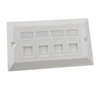 kenable RJ45 Wall Plate Quad 4 Port Cat6 Faceplate with Euro Module Keystones Double Gang White Socket