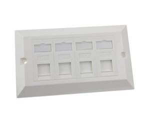 kenable RJ45 Wall Plate Quad 4 Port Cat6 Faceplate with Euro Module Keystones Double Gang White Socket