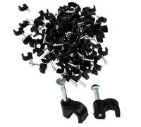 Kenable Round Black 4mm Cable Clips Secure Fastenings Cables (100 Pack)