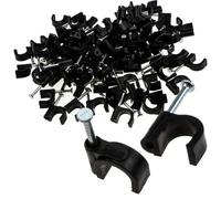 Kenable Round Black 9mm Cable Clips Secure Fastenings Cables (100 Pack)