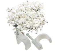 Kenable Round White 12mm Cable Clips Secure Fastenings Cables Large (100 Pack)