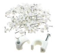 Kenable Round White 6mm Cable Clips Secure Fastenings Cables (100 Pack)