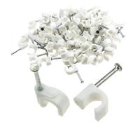 Kenable Round White 7mm Cable Clips Secure Fastenings Cables (100 Pack)