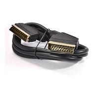 kenable Scart Cable Fully Wired 21 Pin Gold Plated Connectors for TV DVD VCR Player Black 1.5m