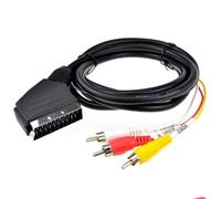 kenable SCART to RCA Cable Bi-Directional Switchable Composite AV Lead with 3 Phono Plugs Red White Yellow 2m Black