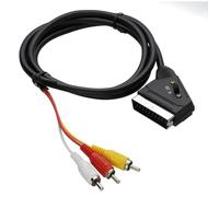 kenable SCART to RCA Cable Bidirectional Composite AV Lead with 3 Phono Plugs Red White Yellow Switchable Input Output 1.5m Black