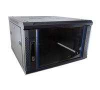 kenable Server Flat Pack Wall Mounted Data Cabinet 6U 19 Inch Rack 600x600mm Deep Black with Glass Door and Locking Mechanism for Network Equipment