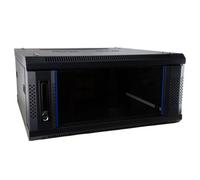kenable Server Wall Mounted Data Cabinet 19 Inch Rack 4U 600 x 600mm Deep Flat Pack with Glass Door and Lock Black