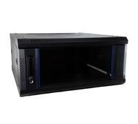 kenable Server Wall Mounted Data Cabinet 19 Inch Rack 4U 600x600mm Deep Flat Pack with Glass Door and Lock Black