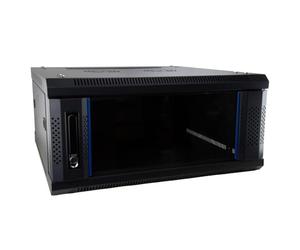 kenable Server Wall Mounted Data Cabinet 19 Inch Rack 4U 600x600mm Deep Flat Pack with Glass Door and Lock Black