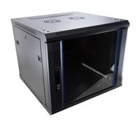 kenable Server Wall Mounted Data Cabinet 19 inch Rack 9U 600 x 600mm Deep Flat Pack with Glass Door and Lock - Black