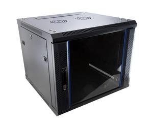 kenable Server Wall Mounted Data Cabinet 19 inch Rack 9U 600x600mm Deep Flat Pack with Glass Door and Lock - Black