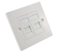 kenable Shielded RJ45 Face Plate Cat6A Toolless Double Port with Euro Modules - 2 Port FTP Network Wall Socket for 86mm Back Box