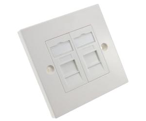 kenable Shielded RJ45 Face Plate Cat6A Toolless Double Port with Euro Modules - 2 Port FTP Network Wall Socket for 86mm Back Box