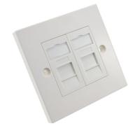 Kenable Shielded Rj45 Face Plate Cat6A Toolless Double Port With Euro Modules