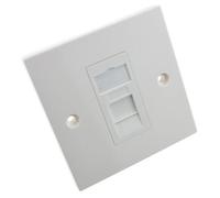 kenable RJ45 Wall Plate Cat6A Shielded FTP Single Port Toolless Faceplate with Euro Module 86mm White