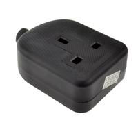 kenable Single Gang UK 13A 250V Mains Extension Socket | Black Rubber 3 Pin Trailing Socket | BS1363/A Approved | Screw Terminal | 1 Outlet