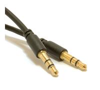 kenable Slimline PRO 3.5mm Jack to Jack Stereo Audio Cable Lead Gold 1m Black