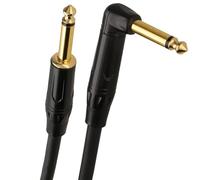 kenable STAGE Ready Studio Guitar Lead Cable 6.35mm 1/4 Jack to Right Angle Plug 3m Gold - Professional Low Noise Instrument Cable for Electric Guitar Bass Amplifier - Black - 3 Metre