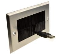 Kenable Steel Cable Entry Exit Brush Faceplate For Wall Outlet Uk Double Gang