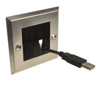 Kenable Steel Cable Entry Exit Brush Faceplate For Wall Outlet Uk Single Gang