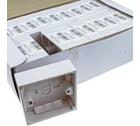 kenable Surface Mount Back Box 1 Gang 25mm Deep Pattress Box for Sockets Switches Faceplates White 85x85mm BS5733 Pack of 20