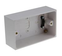 kenable Surface Mount Back Box 2 Gang 47mm Deep Earthed Pattress Box with Cable Holder for Power Sockets Light Switches AV Data Faceplates White