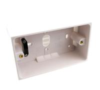 kenable Surface Mount Back Box 2 Gang 47mm Deep Pattress Box with Cable Holder for Double Faceplates Power Sockets Switches White