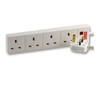 kenable Surge Protected 4 Gang Extension Lead UK 13A Power Strip White 8m Cable with Overload Protection