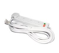 Kenable Surge Protected 4 Gang Way Mains Extension Socket Uk 13A White 5M
