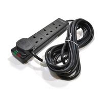 Kenable Surge Protected 4 Gang Way Mains Extension With Neon Lights Black 5M