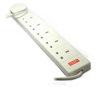 kenable Surge Protected 6 Gang Extension Lead UK Mains Power Socket 13A White 5m Cable