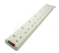 kenable Surge Protected 6 Gang Extension Lead UK Plug Socket 13A Fused Power Strip White 1m
