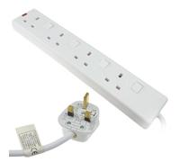 Kenable Switched 4 Gang Mains Extension Lead 4 Way Uk Power Sockets White 1M