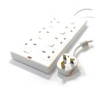 kenable Switched 6 Gang Mains Extension Lead 6 Way UK Power Sockets White 5m