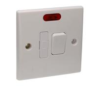 kenable Switched Fused Spur 13A Double Pole with Rounded White Faceplate - Curved Edge Design for Internal Use