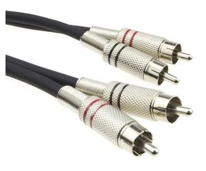 kenable Tangle Free Shielded RCA Phono Cable Red White Twin Audio Lead Pure Copper Conductors Die-Cast Plugs 1.5m Black