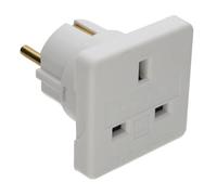Kenable Travel Adapter Uk Socket To European Schuko Plug - White