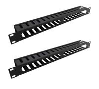 kenable Twin Pack 1U Vented Cable Management Bar Metal Dump Panel 19 inch Rack Mount Black Server Cabinet Airflow Organiser