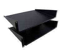 kenable [Twin Pack] Fixed Cantilever Shelf 2U 350mm Deep Black 19 inch Data Cabinet Rack