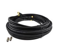 kenable TWIN Satellite F Type Plug to Socket Extension Cable 75Ohm RG6 Coaxial with 2 Couplers for Sky HD Freesat 10m Black
