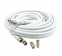 kenable TWIN Satellite F Type Plug to Socket Extension Cable RG6 75Ohm Coax HD Sky Freesat 5m White