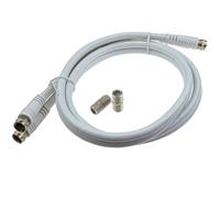 kenable Twin Satellite F Type Plug to Socket Extension Cable RG6 75Ohm Coaxial with Couplers for Sky HD Freesat 1m White