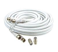 kenable TWIN Satellite Moulded F Type Plug to Socket RG6 Extension Cable 10m White [10 metres]