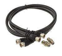 kenable TWIN Satellite Moulded F Type Plug to Socket RG6 Extension Cable 1m Black [1 metres]