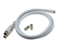 kenable TWIN Satellite Moulded F Type Plug to Socket RG6 Extension Cable 1m White