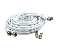 kenable TWIN Satellite Moulded F Type Plug to Socket RG6 Extension Cable 3m White [3 metres]
