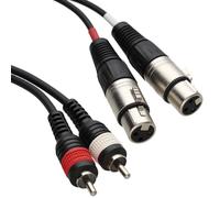 kenable Twin XLR Female to 2 RCA Phono Plugs Audio Cable Shielded Stereo Lead Black 1.5m